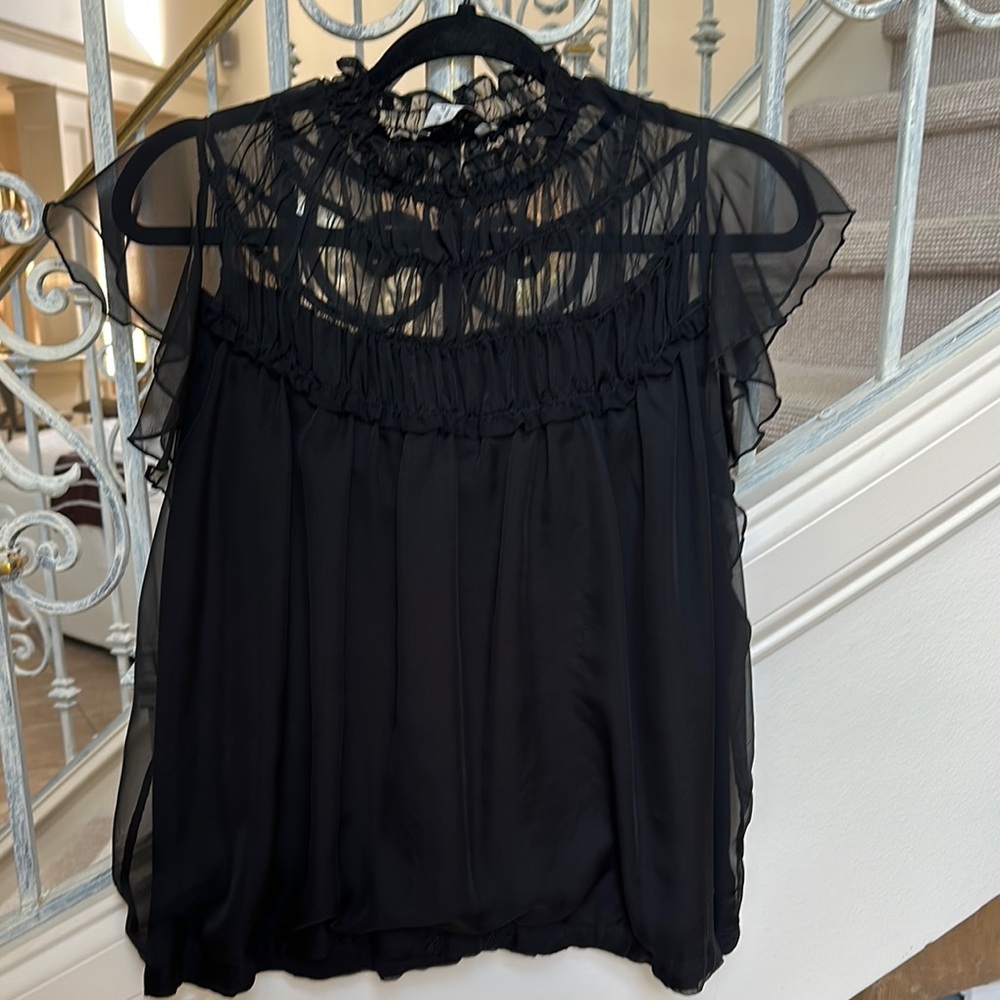 Elegant Black Sheer Women's Top